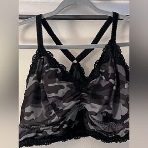 Black green Camouflage Lace Trim Bralette